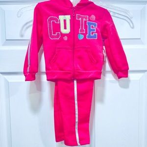 NWT 2pc set jogger suit, zipper jacket, elastic pants reflective stripes size 2T